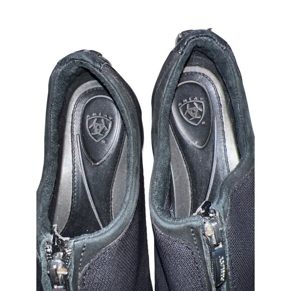 Ariat Women's Black Leather Comfort Zip Closure Slip On Shoes Size 6.5 Low Shaft - Picture 7 of 9